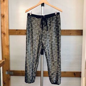 Sz S- Free People Morelia High-Rise Sequin Jogger Pants in Grey‎ & Black